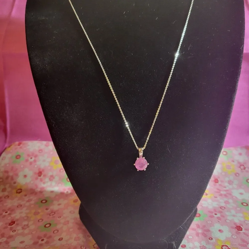 Ilakaka Hot Pink Sapphire Solitaire Pendant Necklace